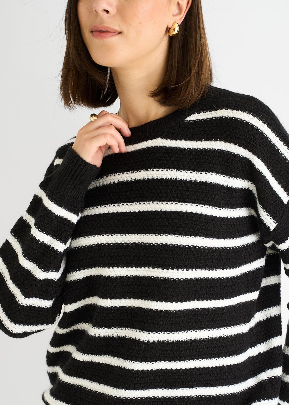 Gini London Black Stripe Chunky Knit Oversized Jumper
