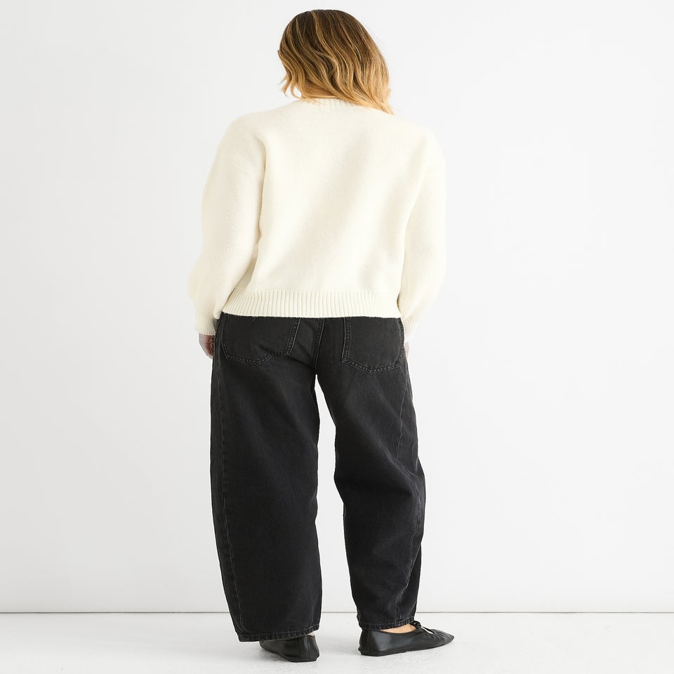 Gini London Clear Contrast Bow pattern oversized Jumper