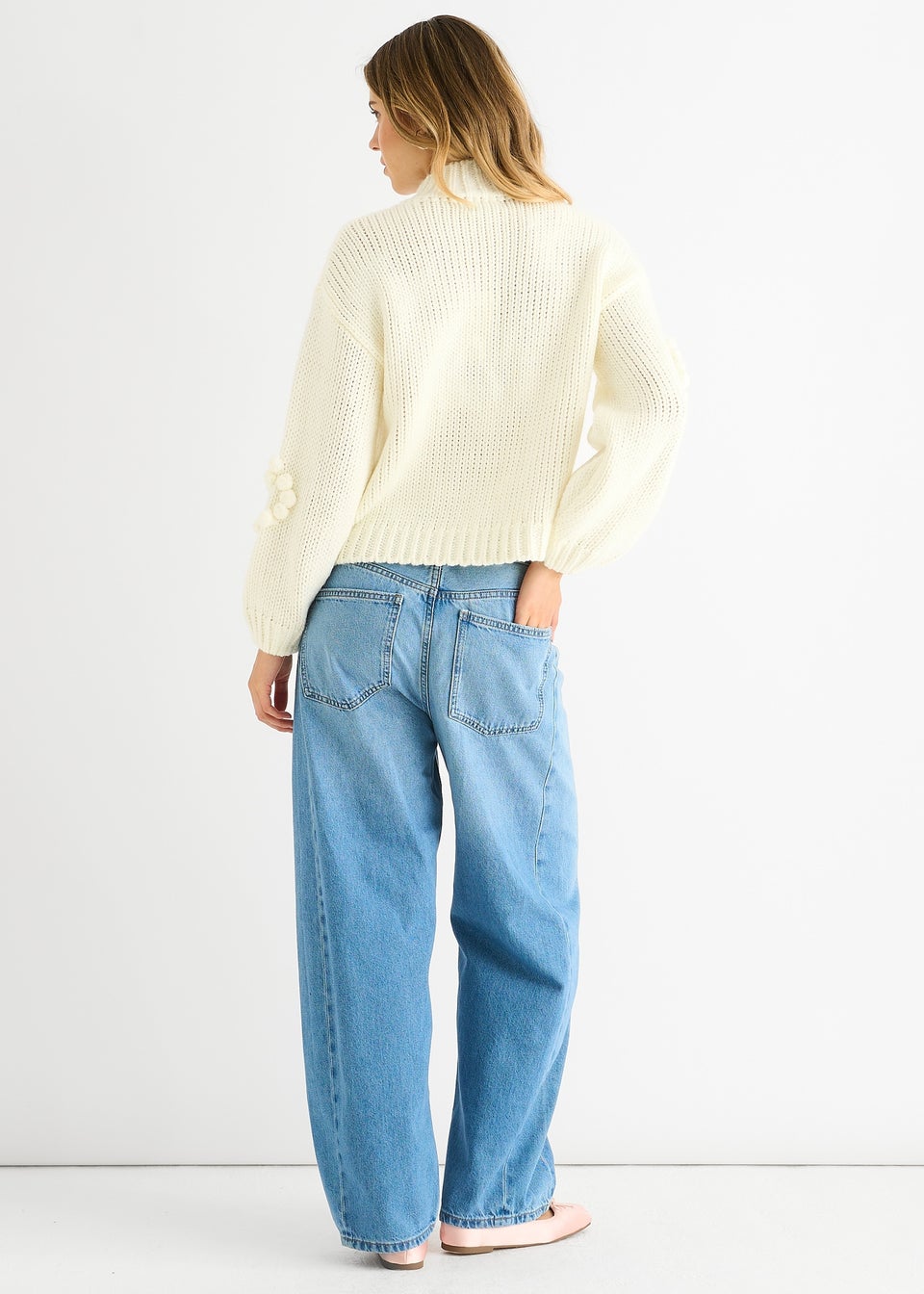 Gini London Clear Heart Bubble Chunky Knit High Neck Jumper