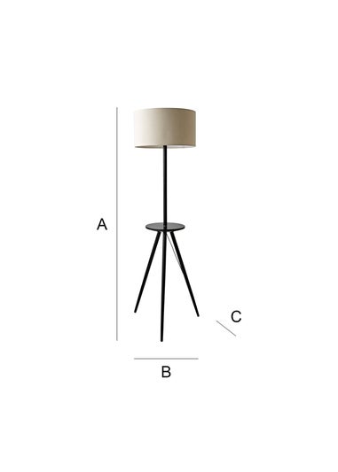 ValueLights Desmond Black Tripod Floor Lamp with Table