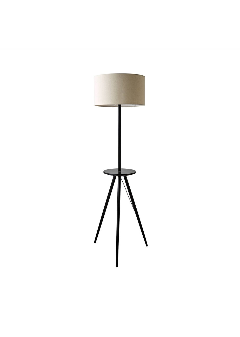 ValueLights Desmond Black Tripod Floor Lamp with Table