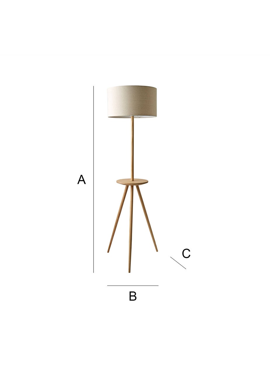 ValueLights Desmond Wooden Tripod Floor Lamp with Table