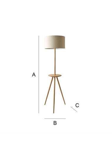ValueLights Desmond Wooden Tripod Floor Lamp with Table