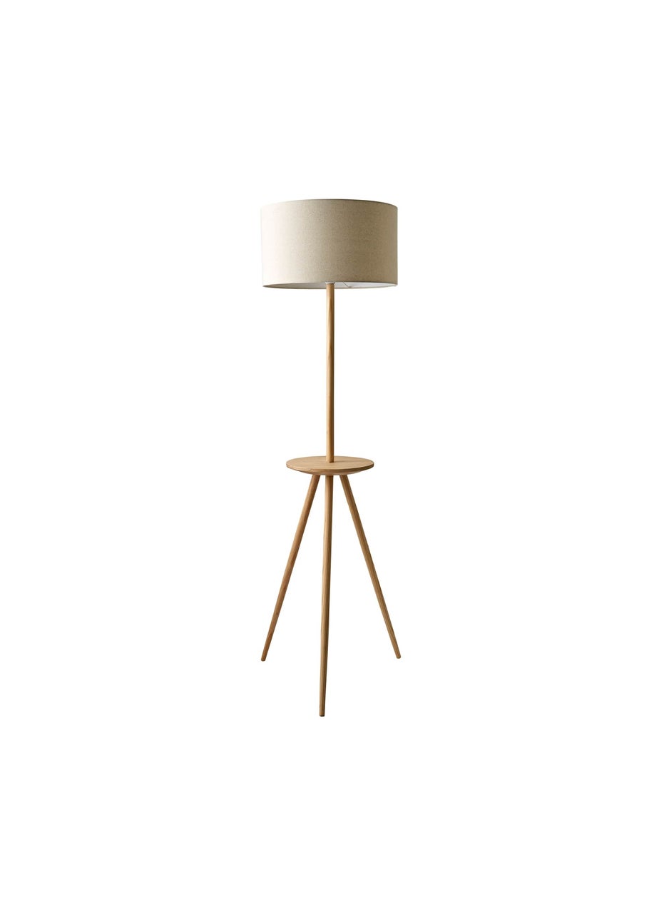 ValueLights Desmond Wooden Tripod Floor Lamp with Table