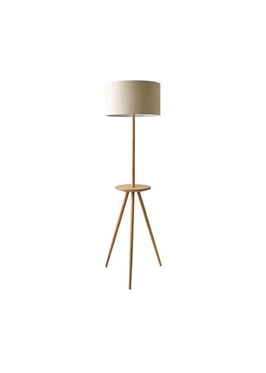 ValueLights Desmond Wooden Tripod Floor Lamp with Table