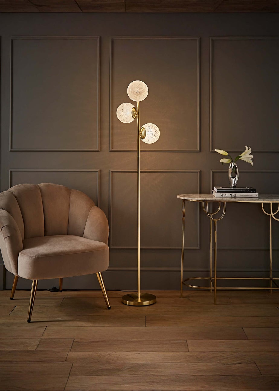 ValueLights Jas Floor Lamp with Confetti Glass Lampshades