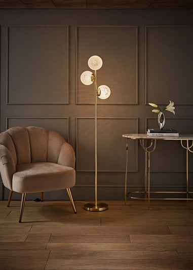 ValueLights Jas Floor Lamp with Confetti Glass Lampshades