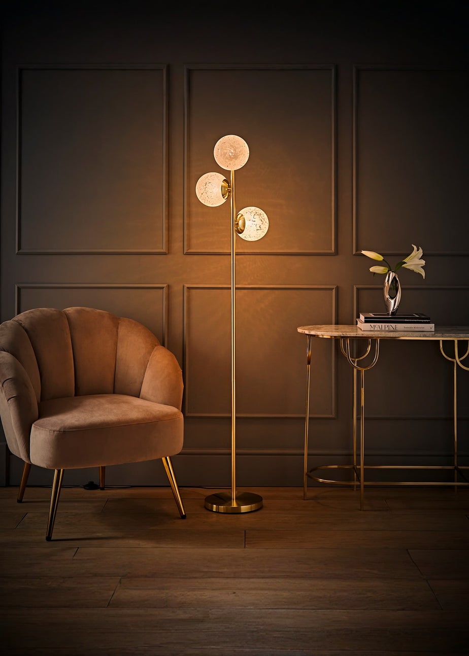 ValueLights Jas Floor Lamp with Confetti Glass Lampshades