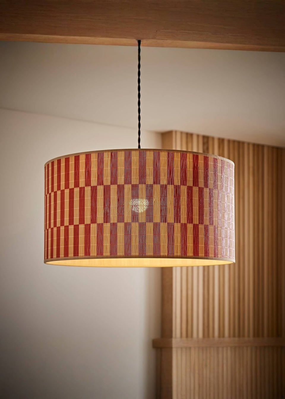 ValueLights Lori Orange Checker Bamboo Easy Fit Lampshade
