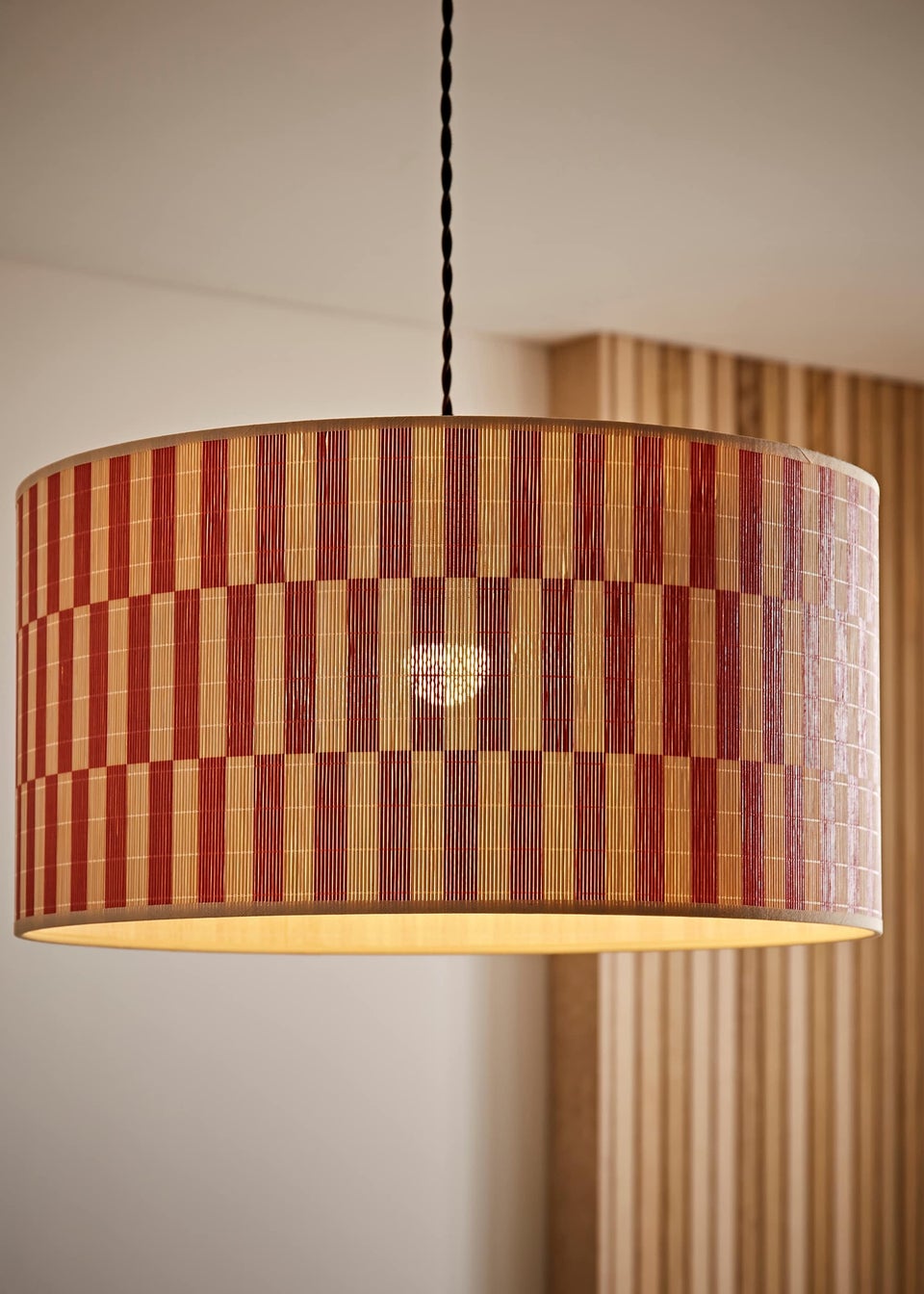 ValueLights Lori Orange Checker Bamboo Easy Fit Lampshade