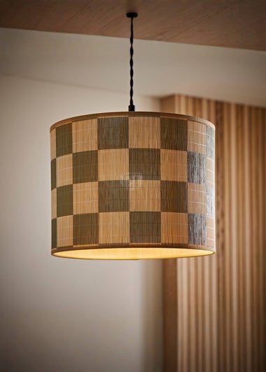ValueLights Lori Green Checker Bamboo Easy Fit Lampshade