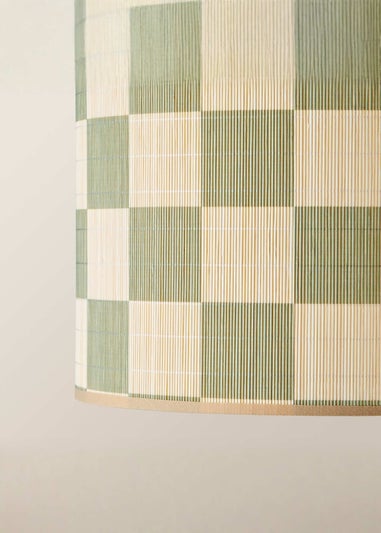 ValueLights Lori Green Checker Bamboo Easy Fit Lampshade
