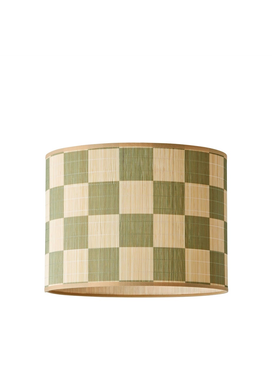 ValueLights Lori Green Checker Bamboo Easy Fit Lampshade