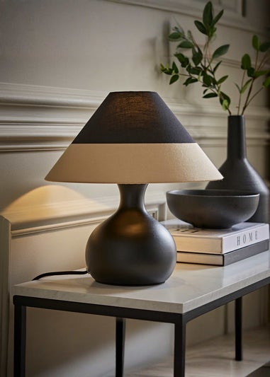ValueLights Rupert Black Table Lamp with Cone Lampshade