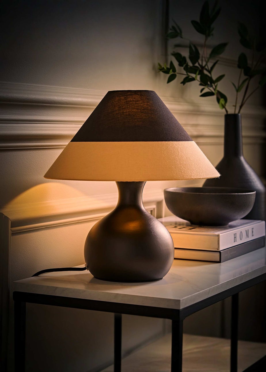 ValueLights Rupert Black Table Lamp with Cone Lampshade