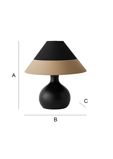 ValueLights Rupert Black Table Lamp with Cone Lampshade