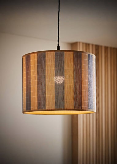 ValueLights Lori Blue Stripe Bamboo Easy Fit Lampshade