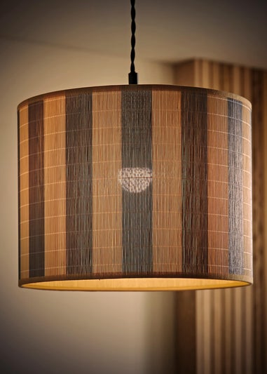 ValueLights Lori Blue Stripe Bamboo Easy Fit Lampshade