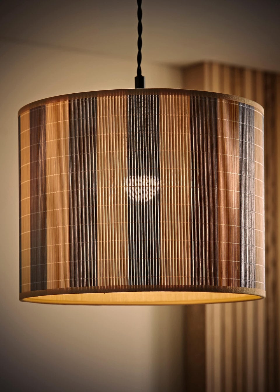 ValueLights Lori Blue Stripe Bamboo Easy Fit Lampshade