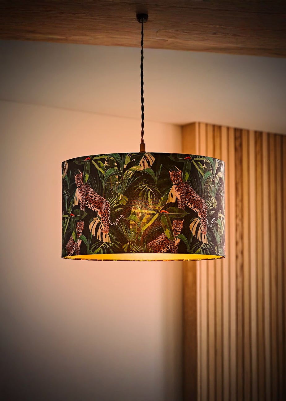 ValueLights Addalyn Green Jungle Print Easy Fit Lampshade