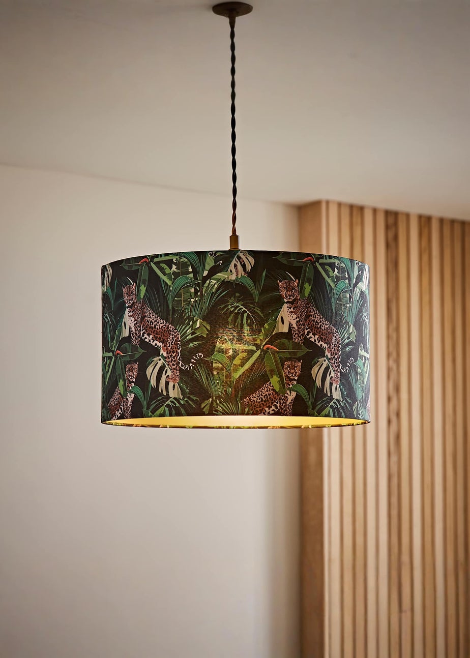 ValueLights Addalyn Green Jungle Print Easy Fit Lampshade