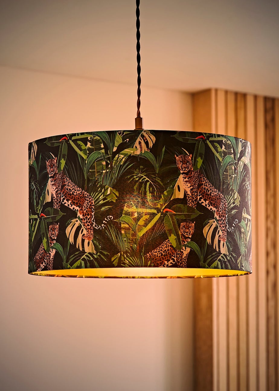 ValueLights Addalyn Green Jungle Print Easy Fit Lampshade