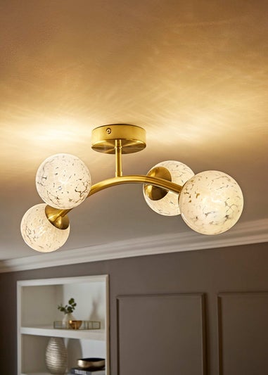 ValueLights Jas Ceiling Light with Confetti Glass Lampshades