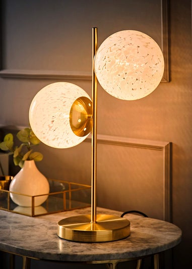 ValueLights Jas Gold Table Lamp with Confetti Glass Lampshades