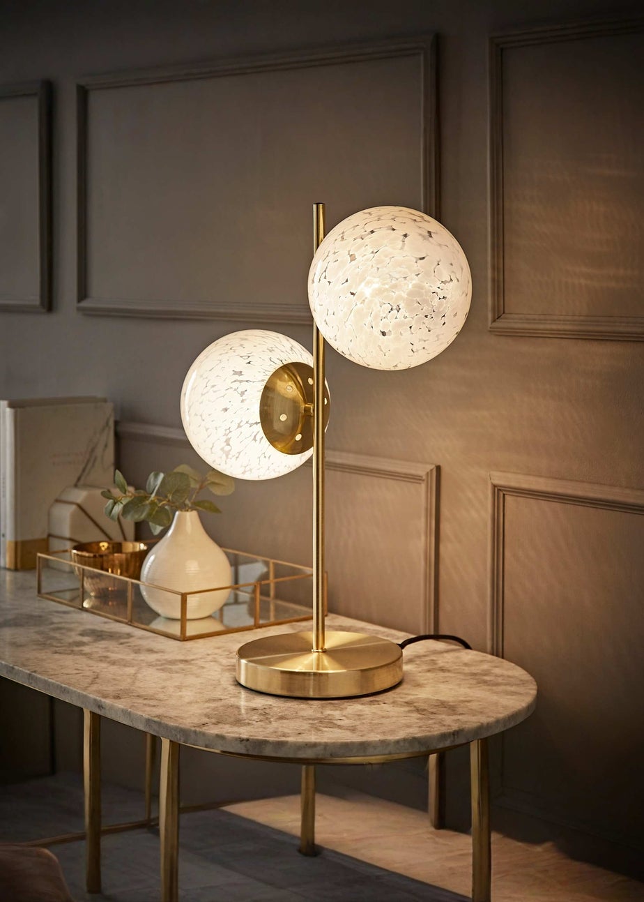 ValueLights Jas Gold Table Lamp with Confetti Glass Lampshades