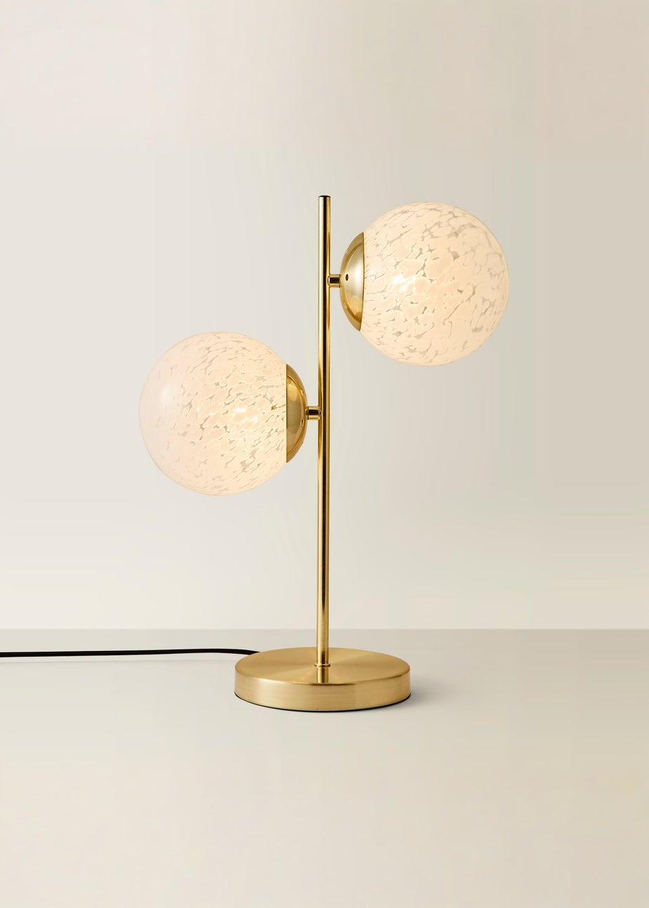 ValueLights Jas Gold Table Lamp with Confetti Glass Lampshades