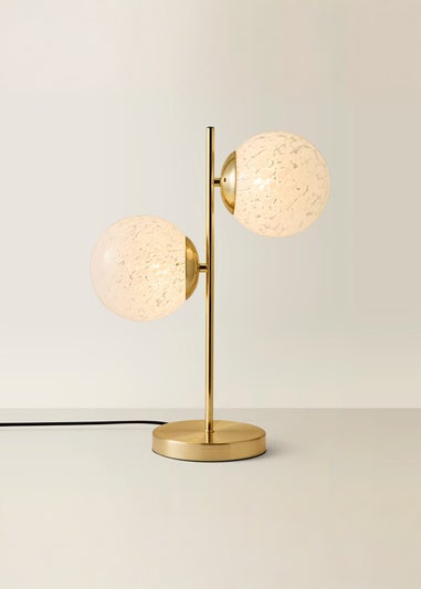 ValueLights Jas Gold Table Lamp with Confetti Glass Lampshades