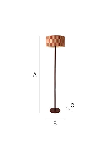 ValueLights Heather Dark Wood Floor Lamp with Orange Bamboo Lampshade
