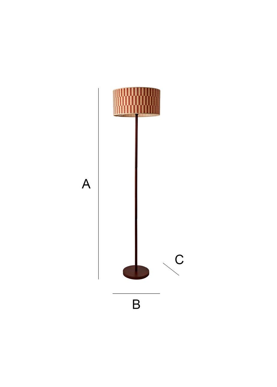 ValueLights Heather Dark Wood Floor Lamp with Orange Bamboo Lampshade