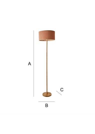 ValueLights Heather Light Wood Floor Lamp with Orange Bamboo Lampshade