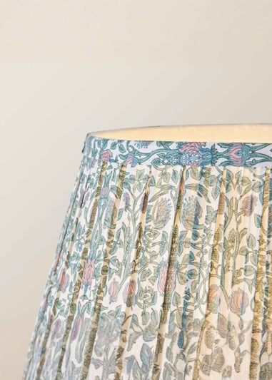 ValueLights Rose Pink Bobbin Floor Lamp with Floral Pleated Lampshade