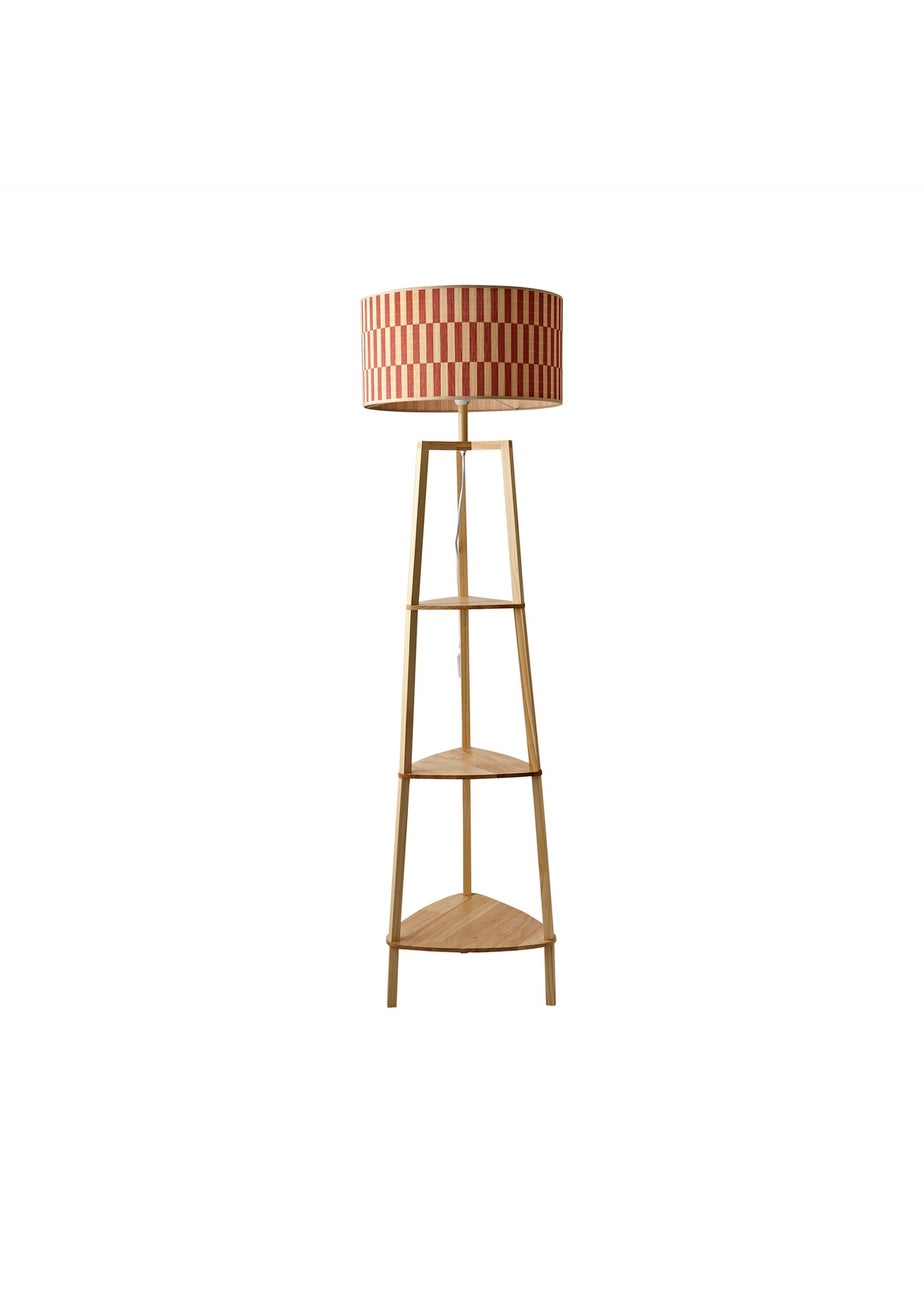 ValueLights Hiru Natural Floor Lamp with Orange Bamboo Lampshade