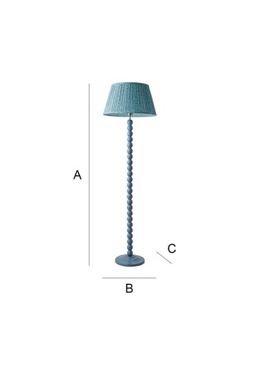 ValueLights Powder Blue Bobbin Floor Lamp with Leaf Pleated Lampshade