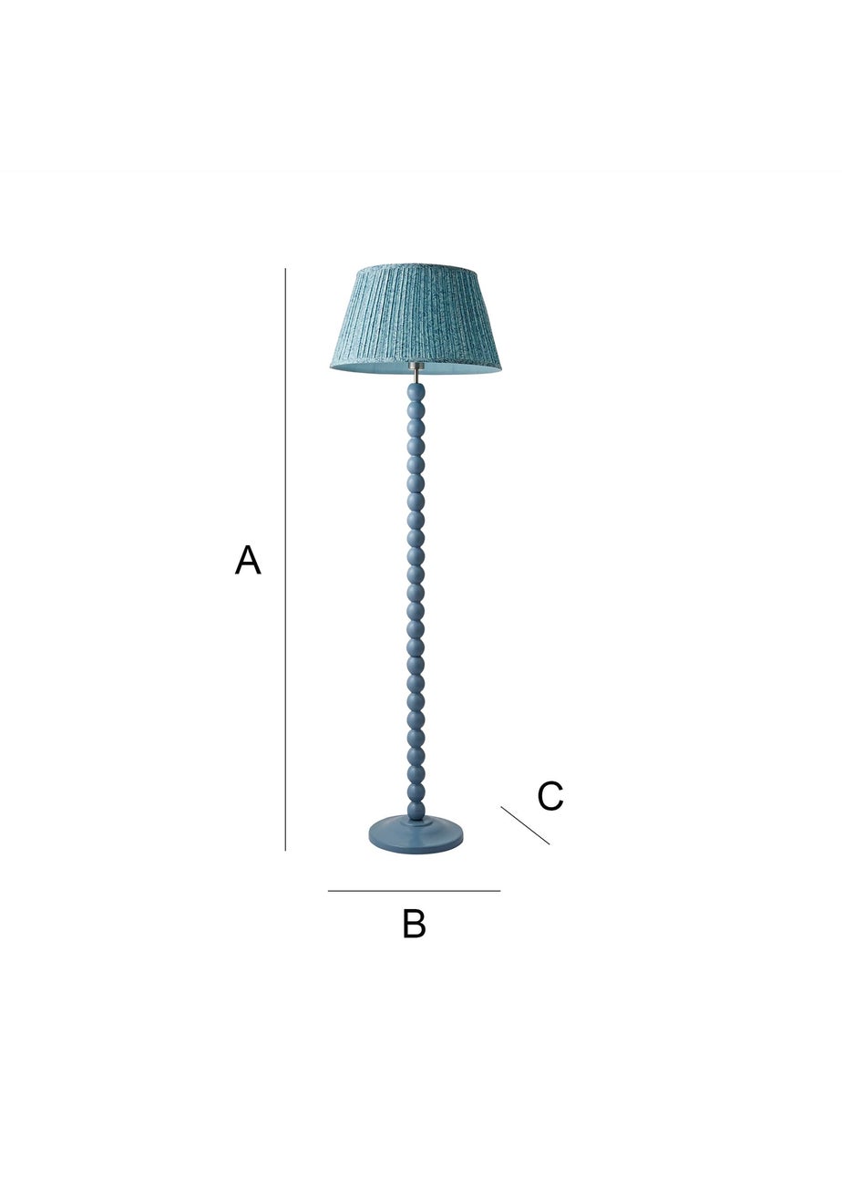 ValueLights Powder Blue Bobbin Floor Lamp with Leaf Pleated Lampshade