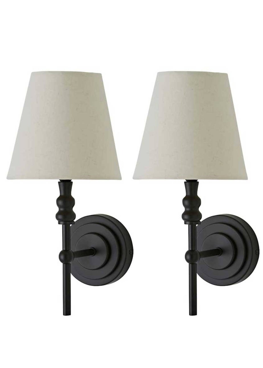 ValueLights Pair of Maggie Black Wall Lights