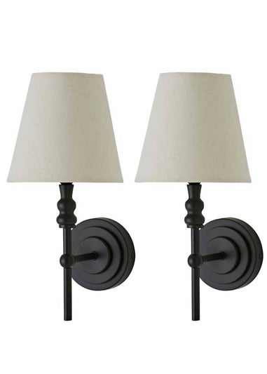 ValueLights Pair of Maggie Black Wall Lights