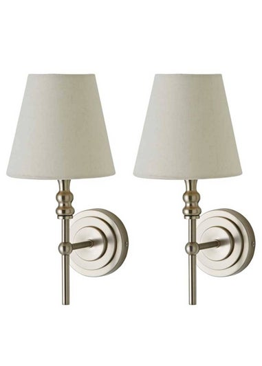 ValueLights Pair of Maggie Brushed Chrome Wall Lights