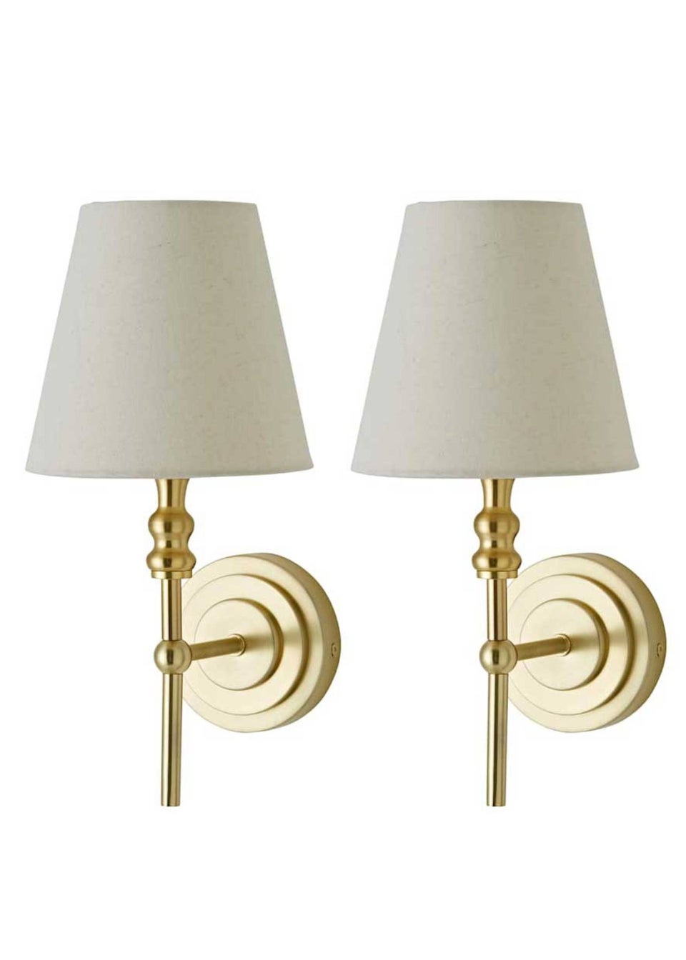 ValueLights Pair of Maggie Brushed Gold Wall Lights