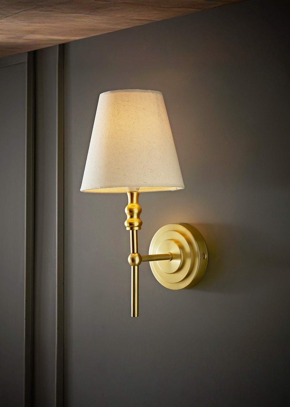ValueLights Pair of Maggie Brushed Gold Wall Lights
