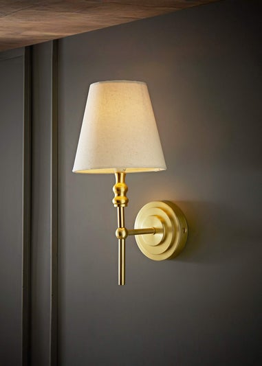 ValueLights Pair of Maggie Brushed Gold Wall Lights