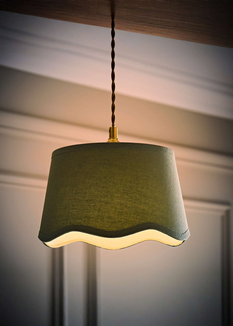 ValueLights Mabel Small Scalloped Sage Green Easy Fit Lampshade