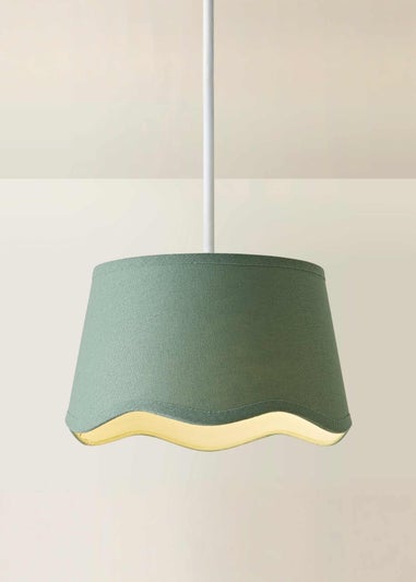 ValueLights Mabel Small Scalloped Sage Green Easy Fit Lampshade