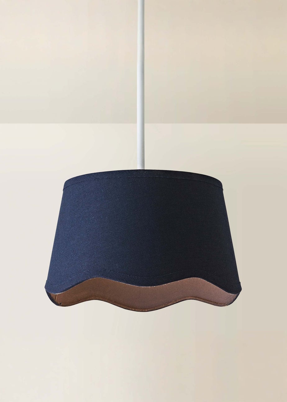 ValueLights Mabel Small Scalloped Navy Easy Fit Lampshade