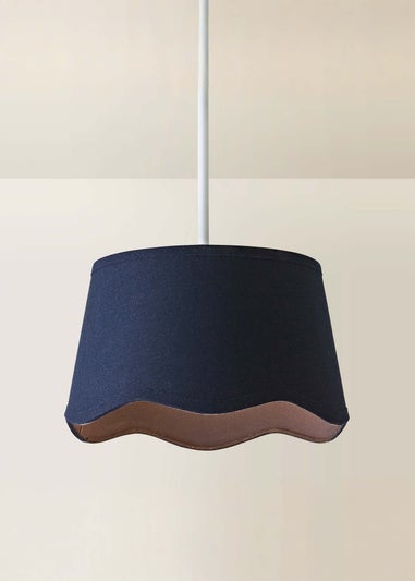 ValueLights Mabel Small Scalloped Navy Easy Fit Lampshade