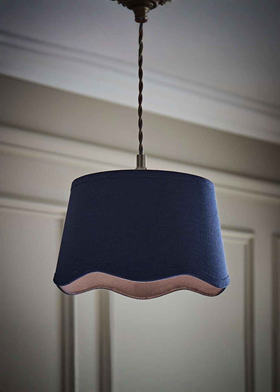 ValueLights Mabel Small Scalloped Navy Easy Fit Lampshade
