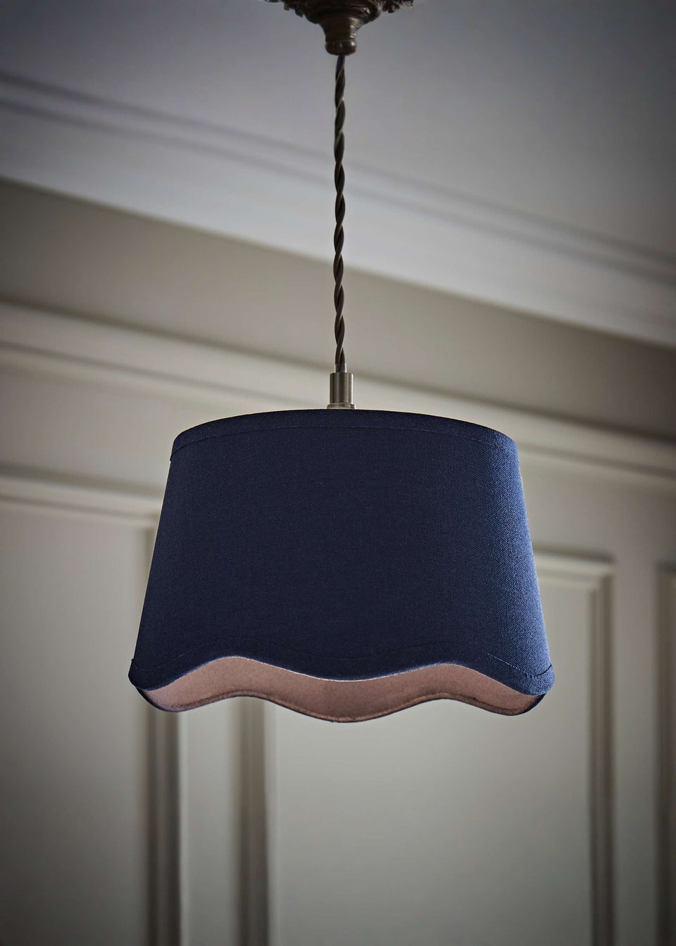 ValueLights Mabel Small Scalloped Navy Easy Fit Lampshade